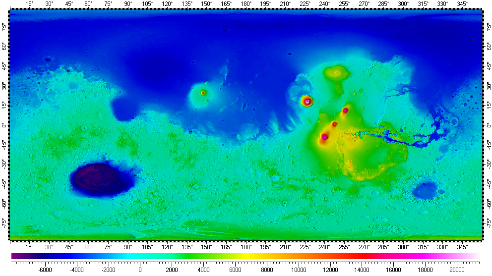 DEM of Mars with resolution 1/128°