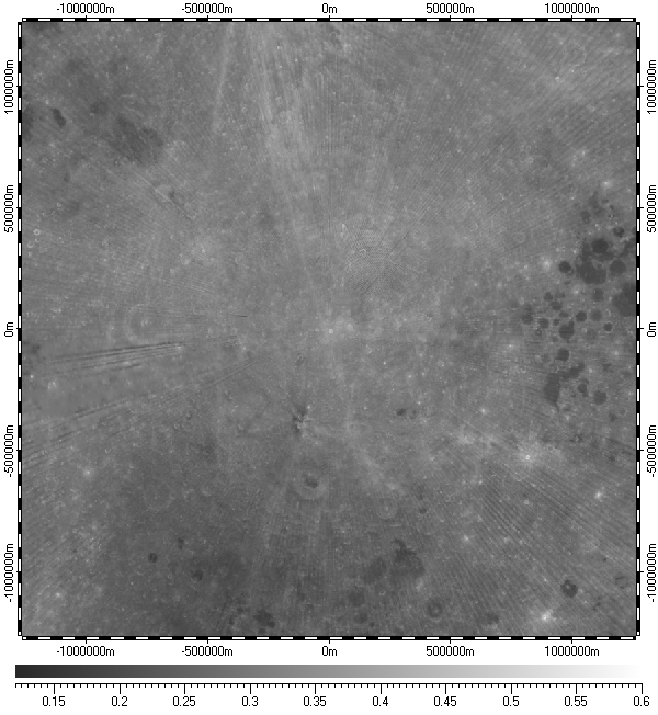 Albedo of South Pole of Moon with resolution 1000m