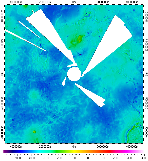 DEM of South Pole of Venus with resolutions 4641m