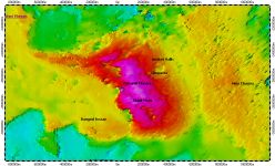 Maxwell Montes on North Pole of Venus, topography