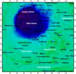Promethei Terra on Mars, topography