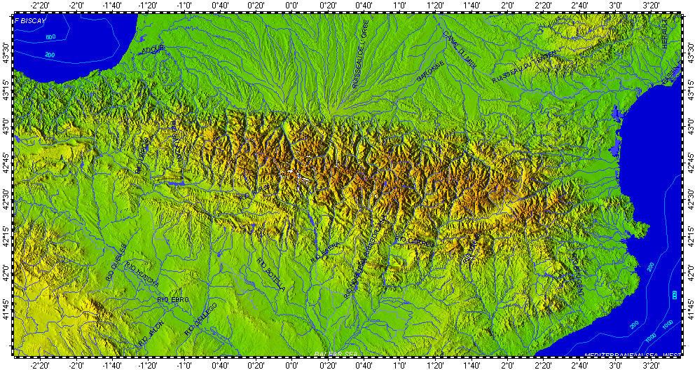 Pyrenees, topography