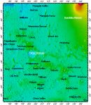 Terra Sirenum on Mars, topography